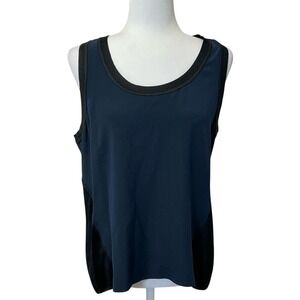 Rag & Bone Women's Navy and Black Silk Top w/ Sheer Viscose Back‎ Size Large